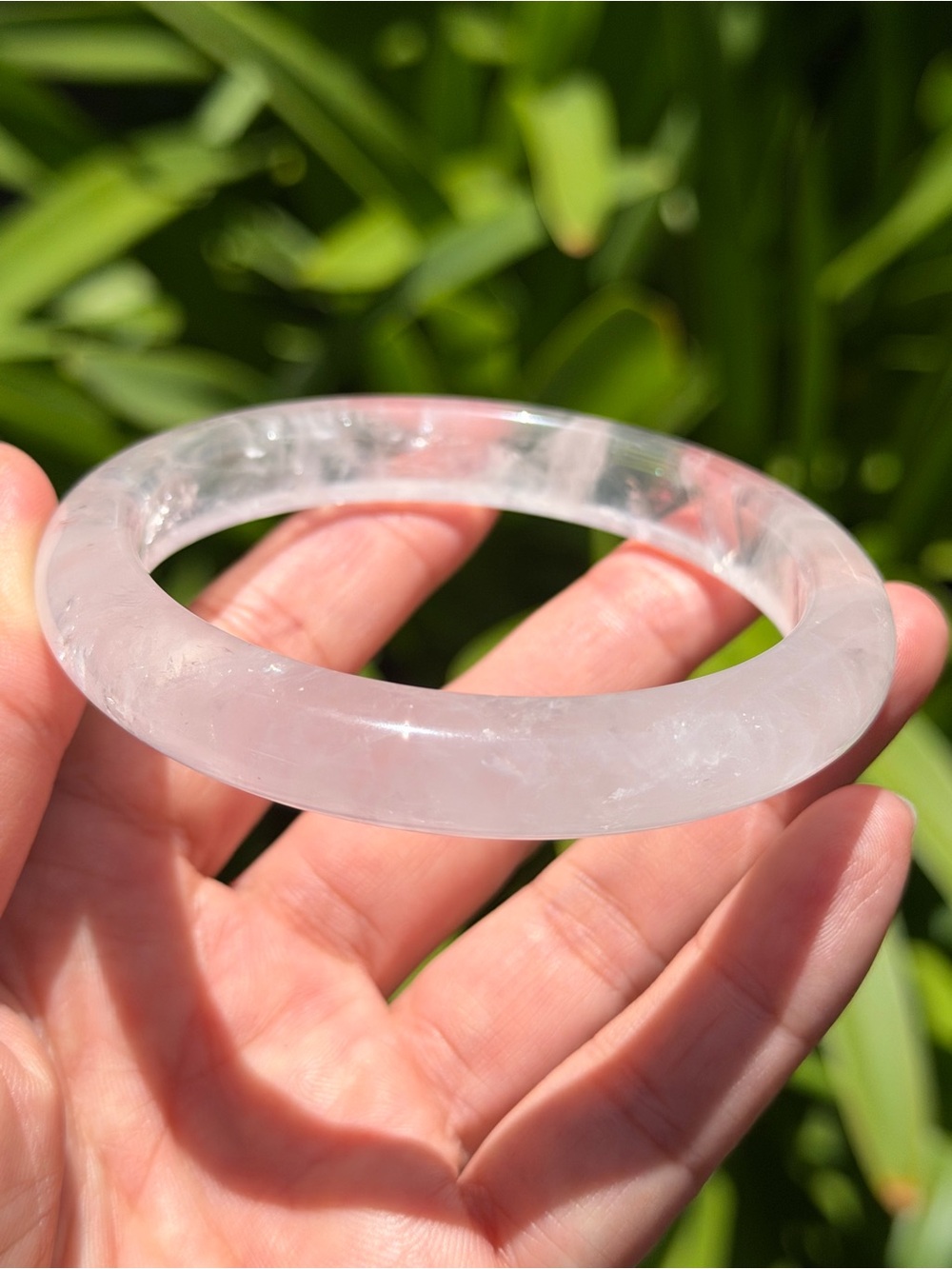 62.5mm inner diameter light‎ pink rose quartz bangle 1582